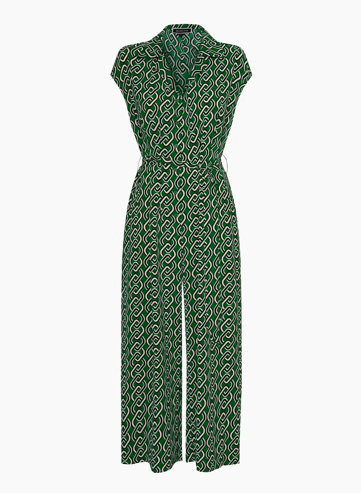 Geometric Print Wide Leg Jumpsuit