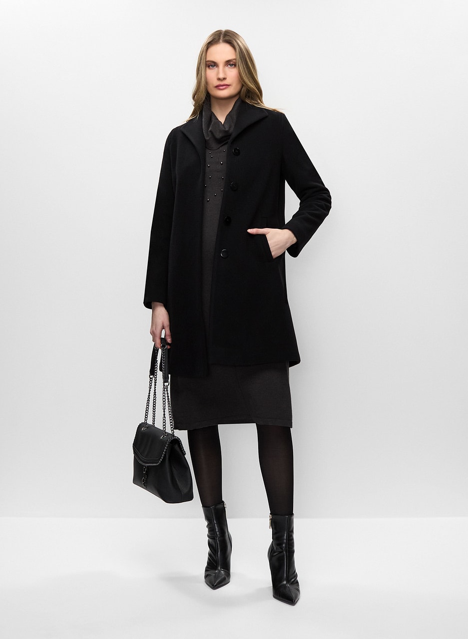 Wool-Blend Coat & Embellished Dress