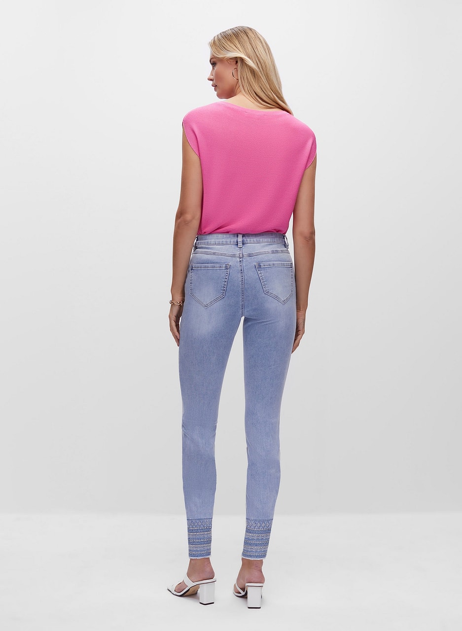 Embroidered Hem Jeans