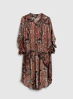 Paisley Print Asymmetric Button-Up Tunic