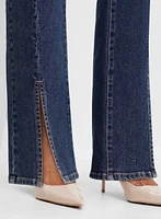 Slit Detail Flare Leg Jeans