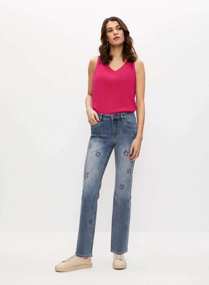 Joseph Ribkoff - Embroidered Denim Capris