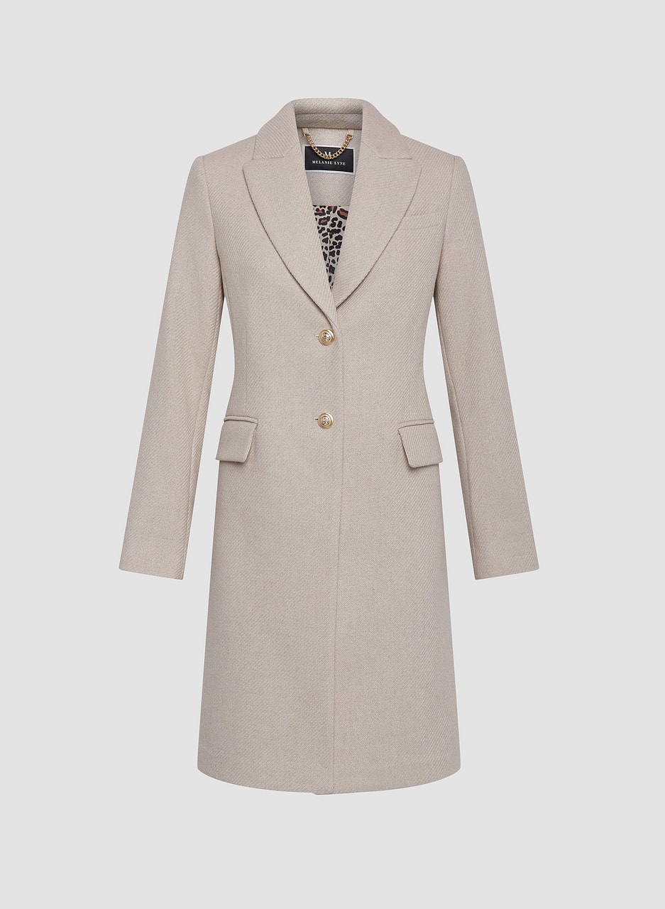 Wool Blend Lapel Coat