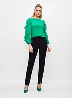 Ruffle Sleeve Chiffon Top