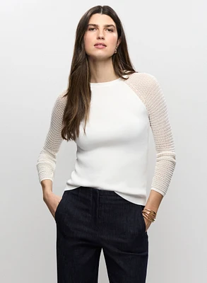 Open-Knit Sleeve Sweater