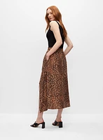 Leopard Print Smocked Waist Skirt