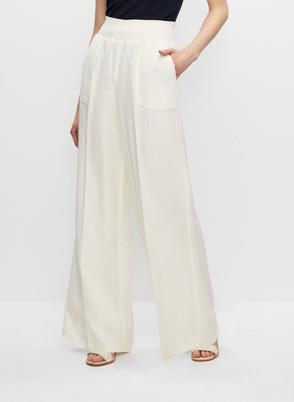 Linen-Blend Pull-On Pants