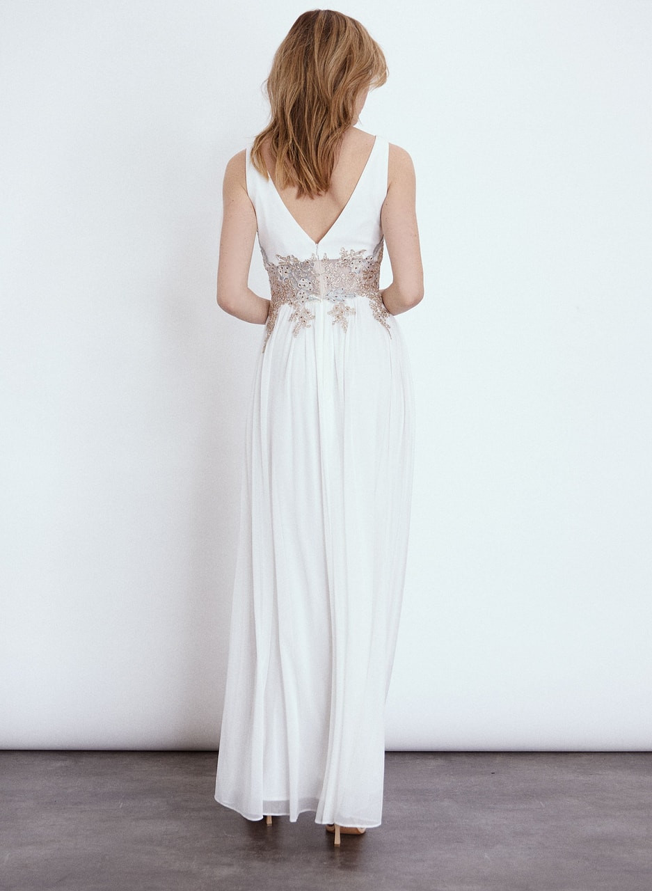 Floral Beaded Chiffon Gown