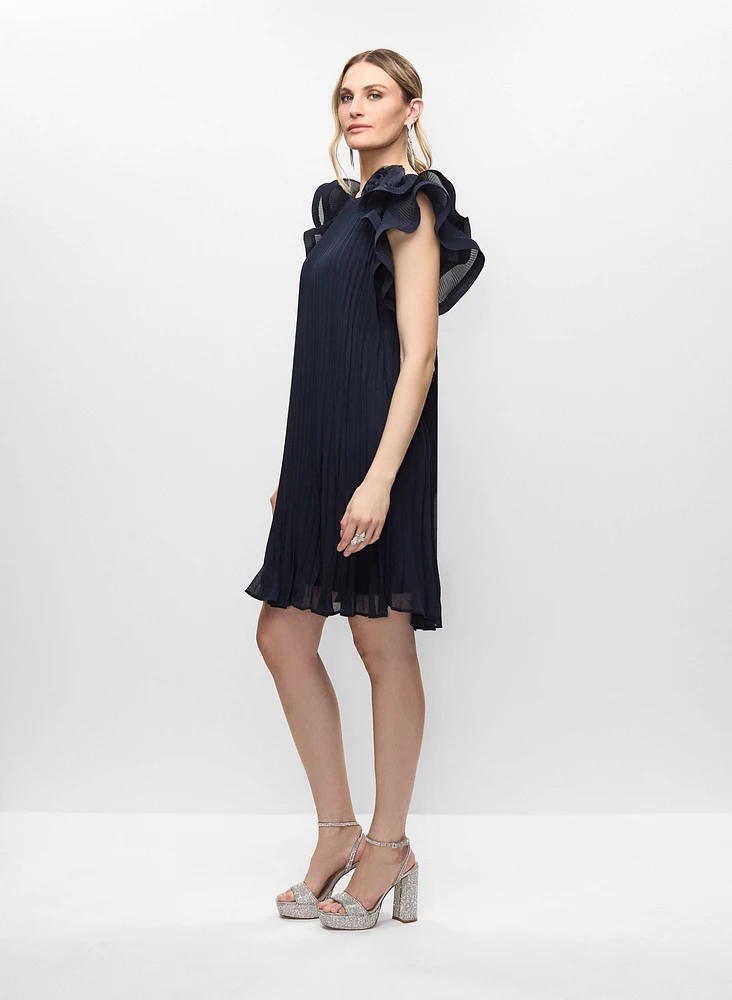 Joseph Ribkoff - Ruffle Sleeve Pleated Dress