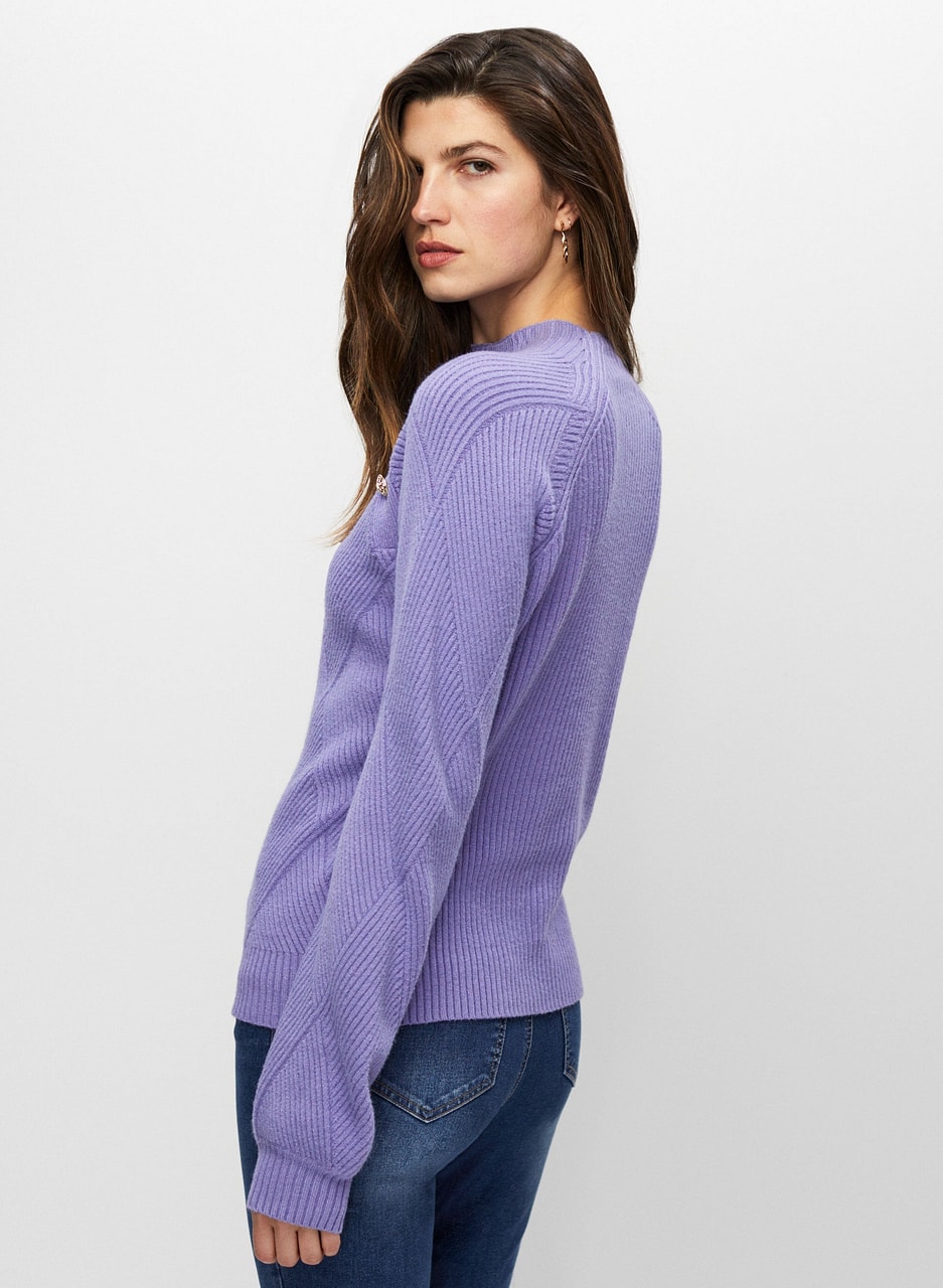 Diamond Rib Knit Pullover Sweater