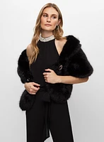 Rhinestone Clip Faux Fur Stole