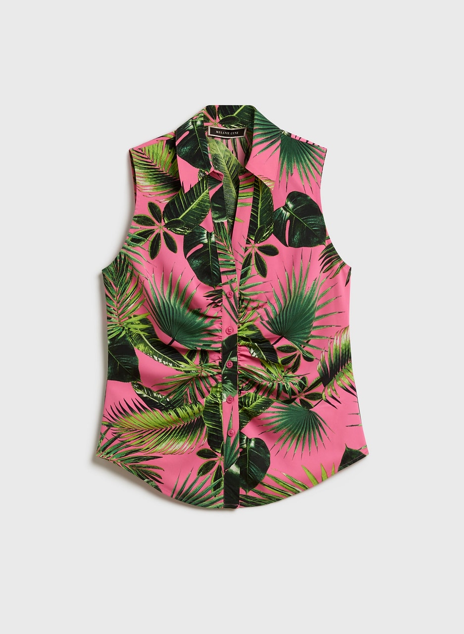 Tropical Print Sleeveless Top