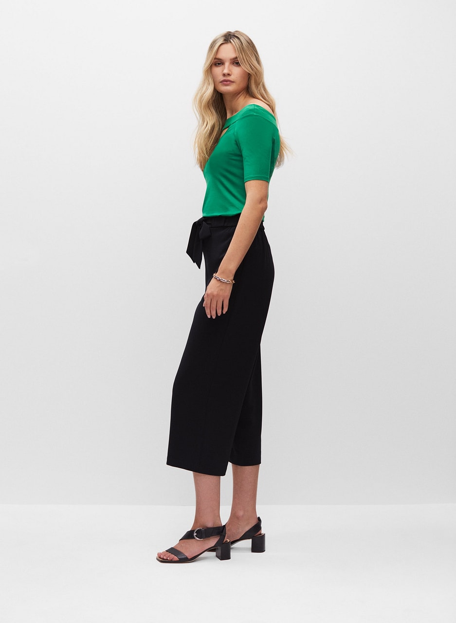 Belted Wide Leg Culotte Pants