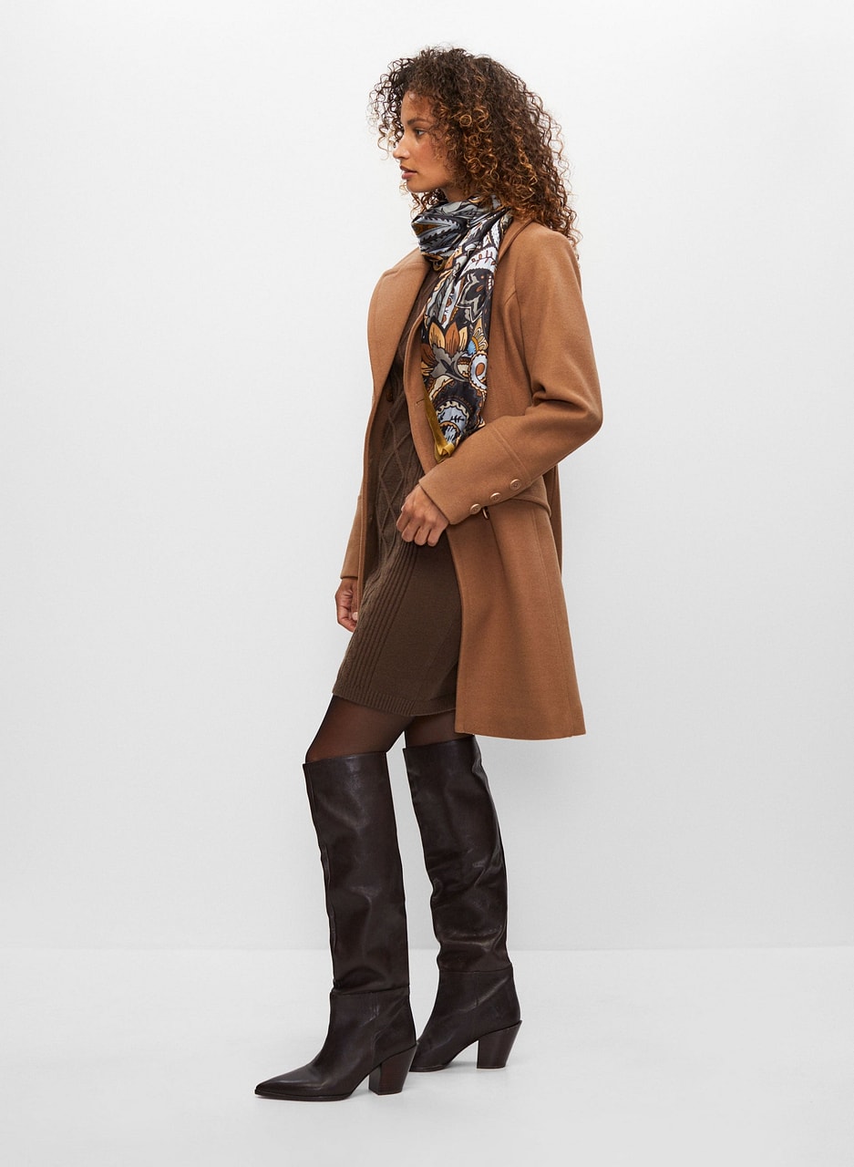 Stretch Wool Blend Coat