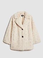 Faux Fur Notch Collar Coat