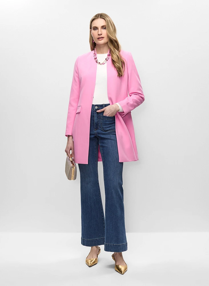 Buttoned Cuff Jacket & Flare Leg Jeans
