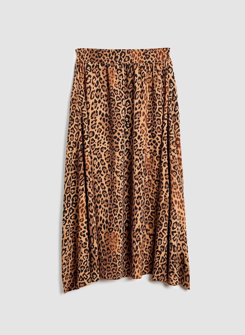 Leopard Print Smocked Waist Skirt