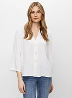 3/4 Sleeve V-Neck Blouse