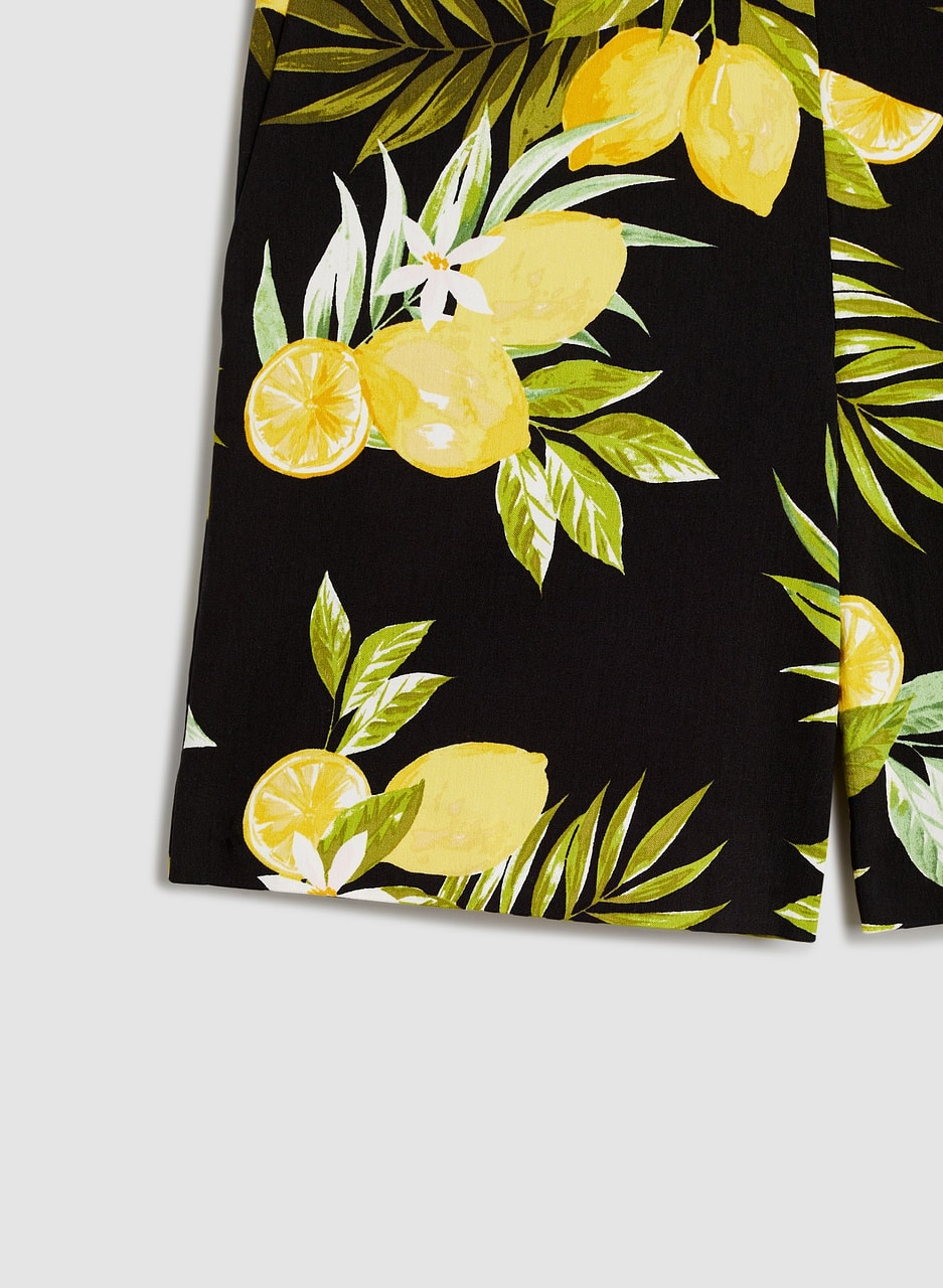 Lemon Print Bengaline Shorts