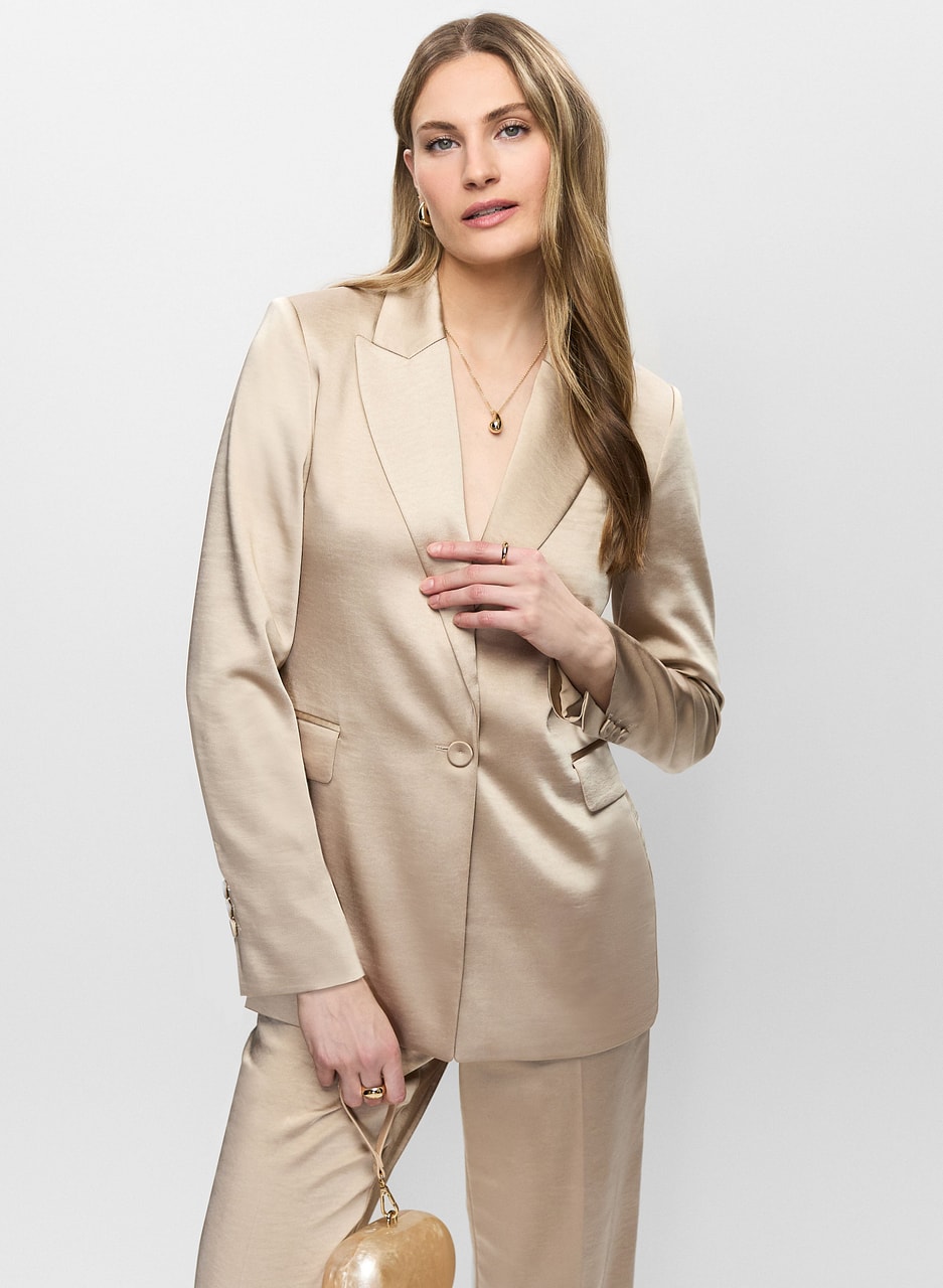 Satin Single-Button Jacket