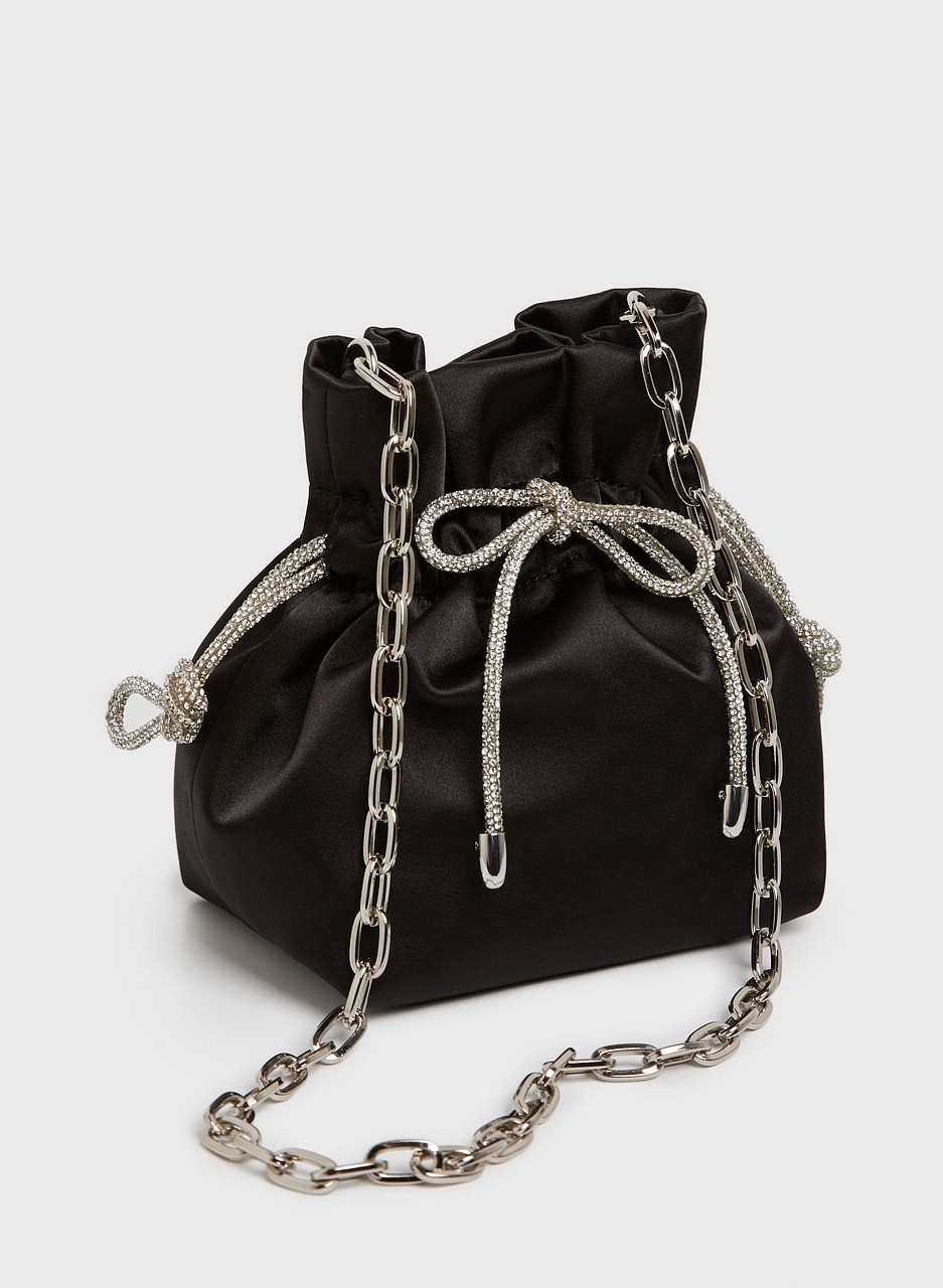 Crystal Bow Satin Bag