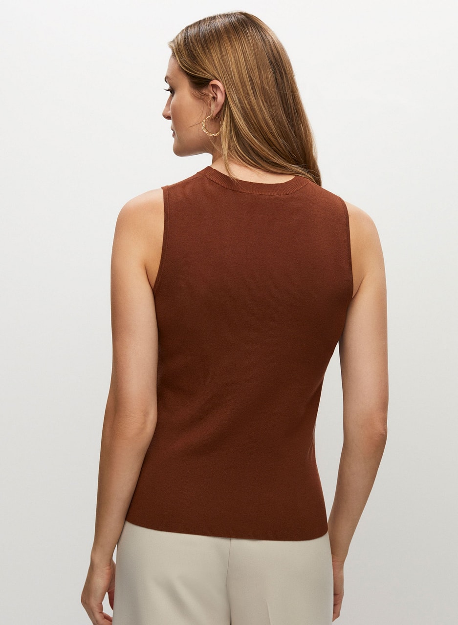 Sleeveless Pointelle Knit Sweater