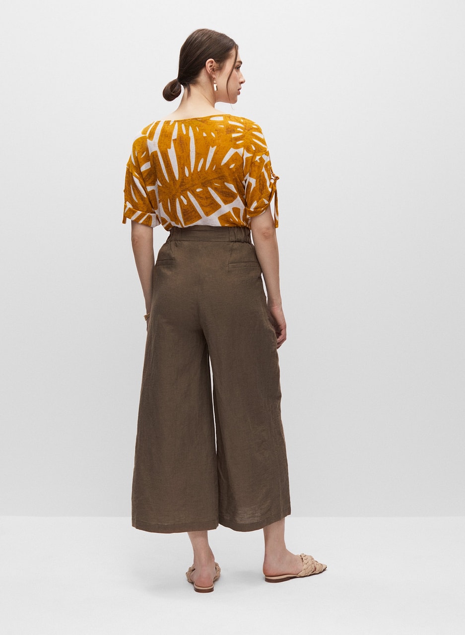 Wide Leg Linen Culotte Pants