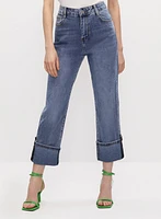 Cropped Cuff Detail Jeans