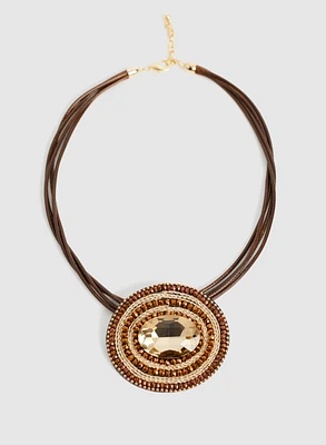 Multi-Cord Beaded Pendant Necklace