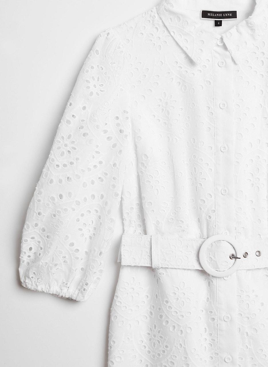 Cotton Eyelet Detail Shirt Dress