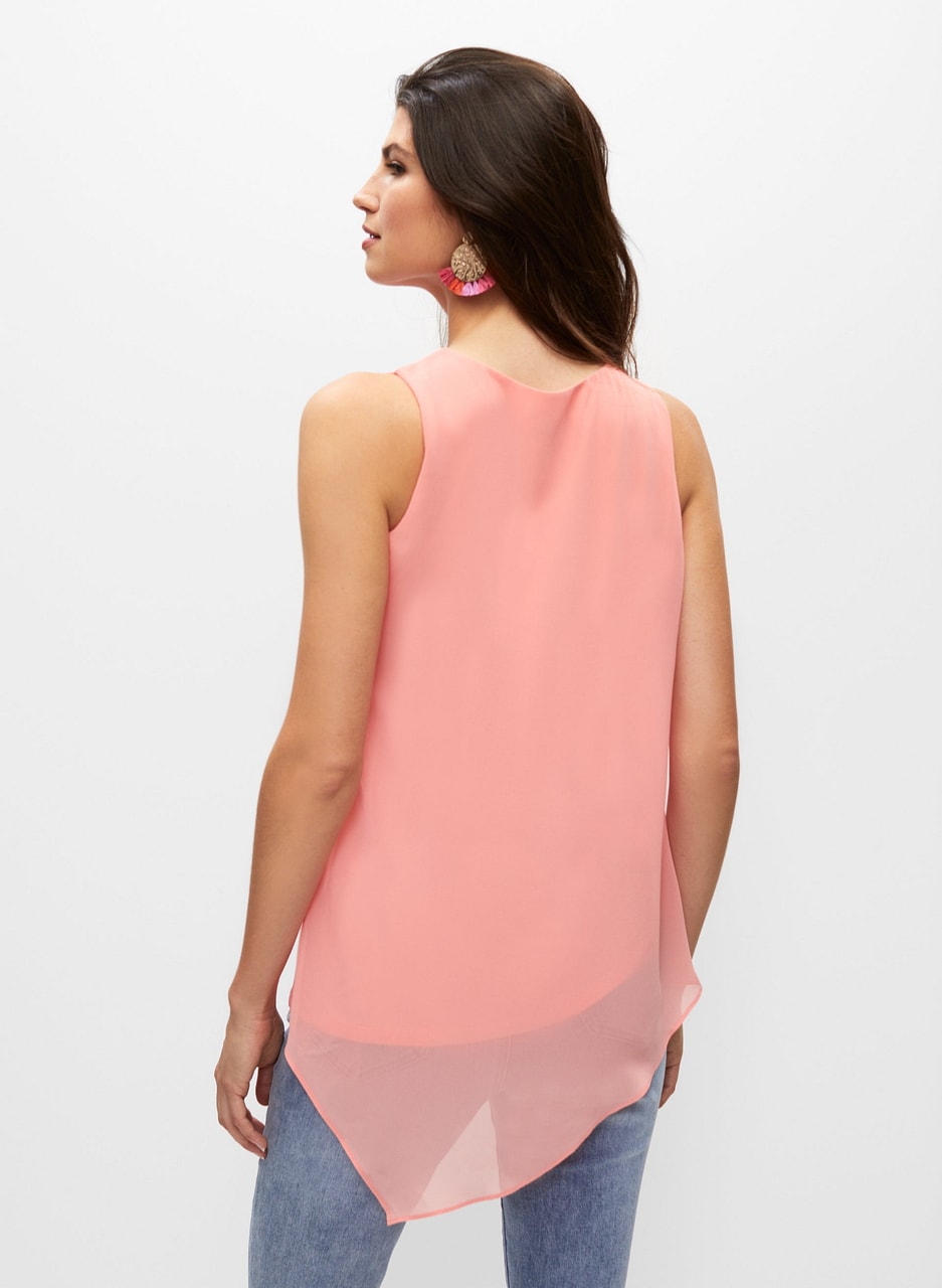 Sleeveless Chiffon Overlay Tunic