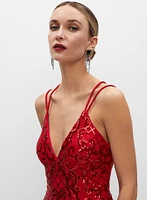 Sequin Strap Detail Gown