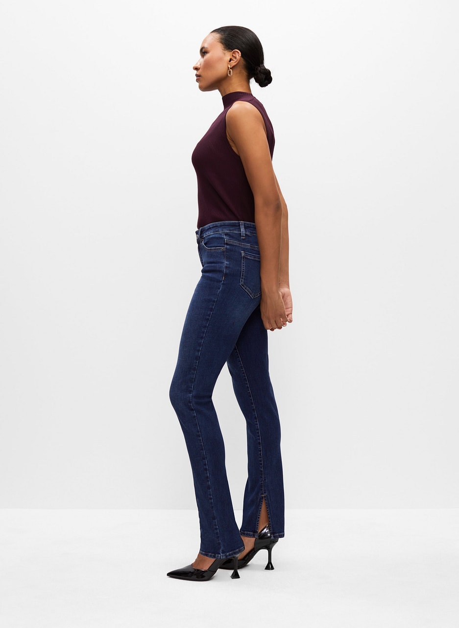 Slit Hem Straight Leg Jeans