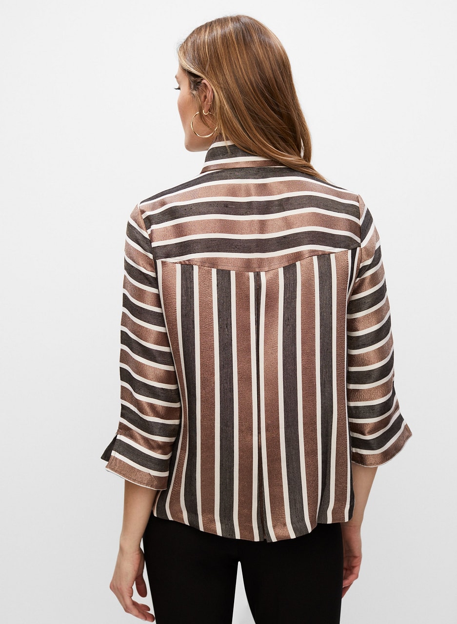 Joseph Ribkoff - Stripe Print Square Button Top