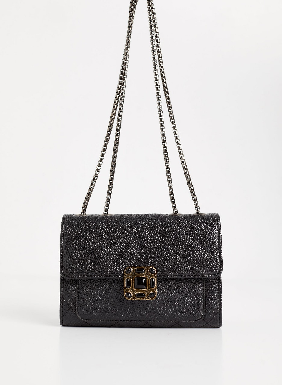 Stone Detail Quilted Clutch