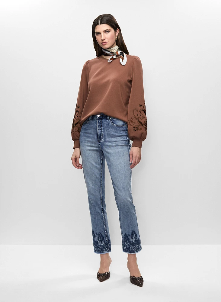 Embroidered Sweatshirt & Jeans