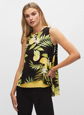 Lemon Print Double Layer Blouse