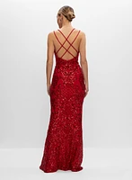 Sequin Strap Detail Gown