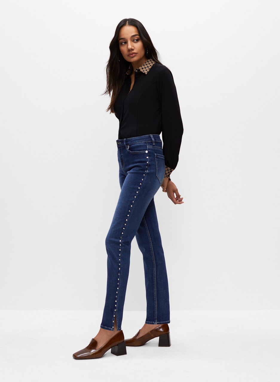 Stud Detail Straight Leg Jeans