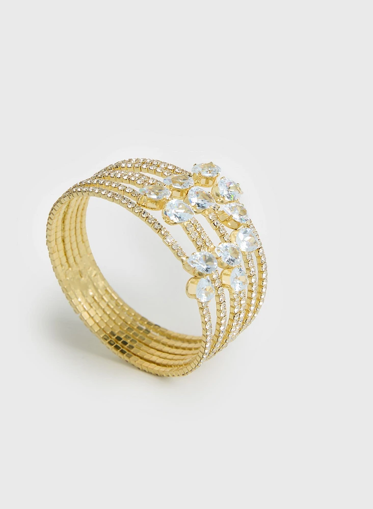 Multi-Row Crystal Cuff Bracelet