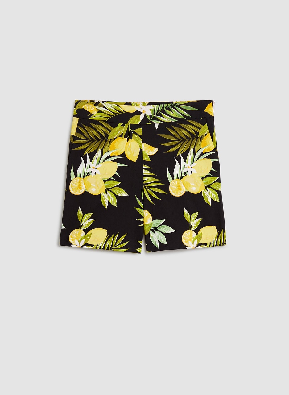 Lemon Print Bengaline Shorts