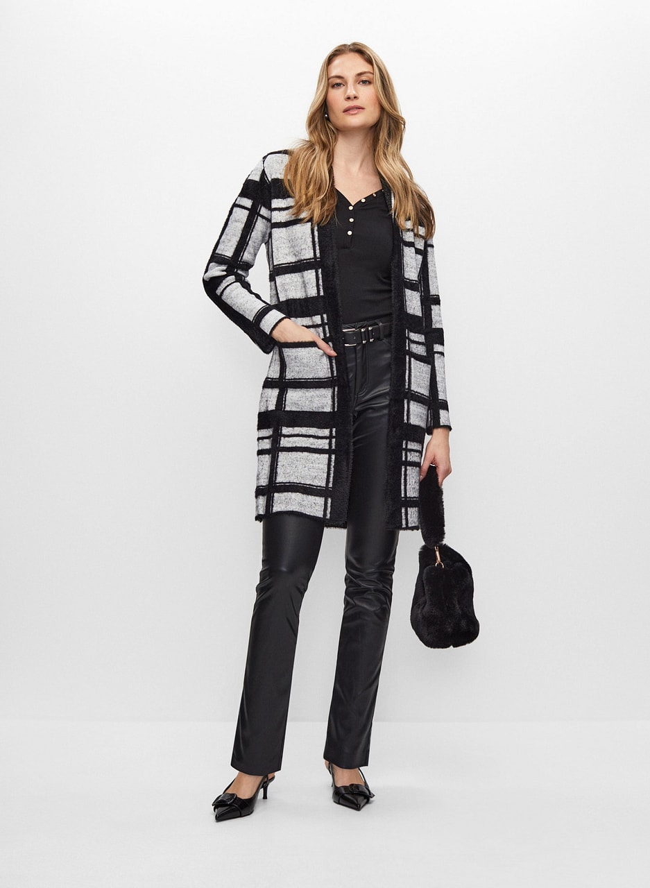 Joseph Ribkoff - Grid Motif Open Front Cardigan