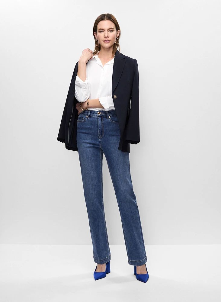 Button Detail Jacket & Wide Leg Trouser Jeans