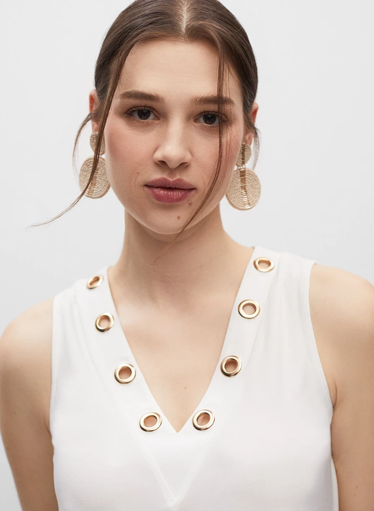 Eyelet Detail Sleeveless Top