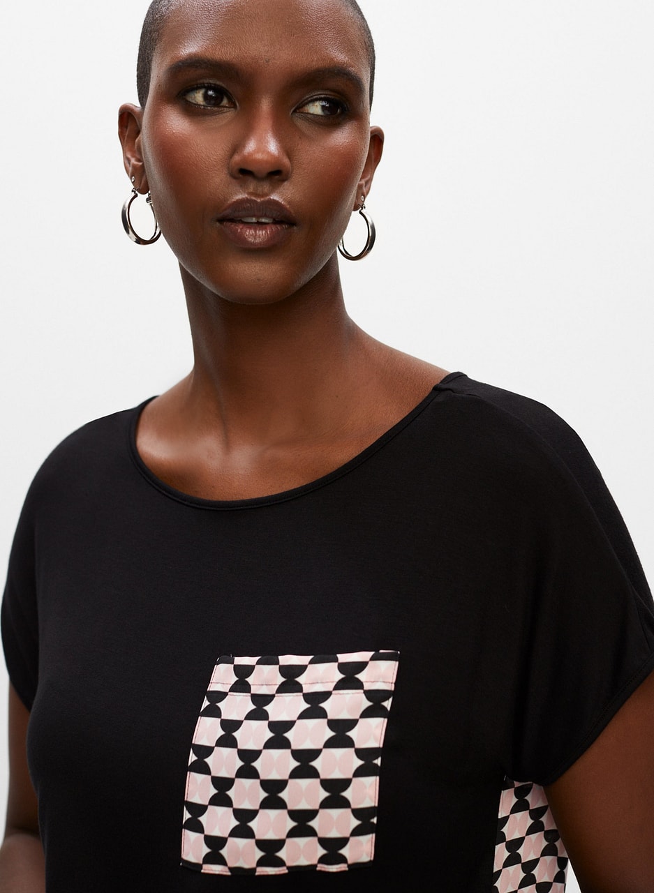 Geometric Print Detail Top