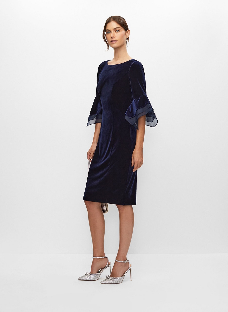 Velvet Flared Sleeve Dress