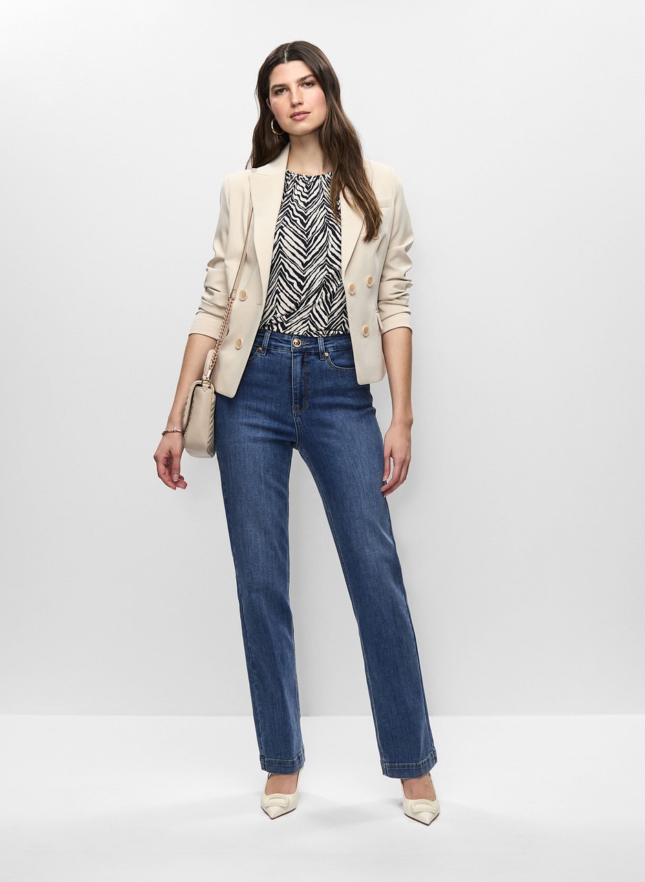 Short Blazer & Wide Leg Jeans