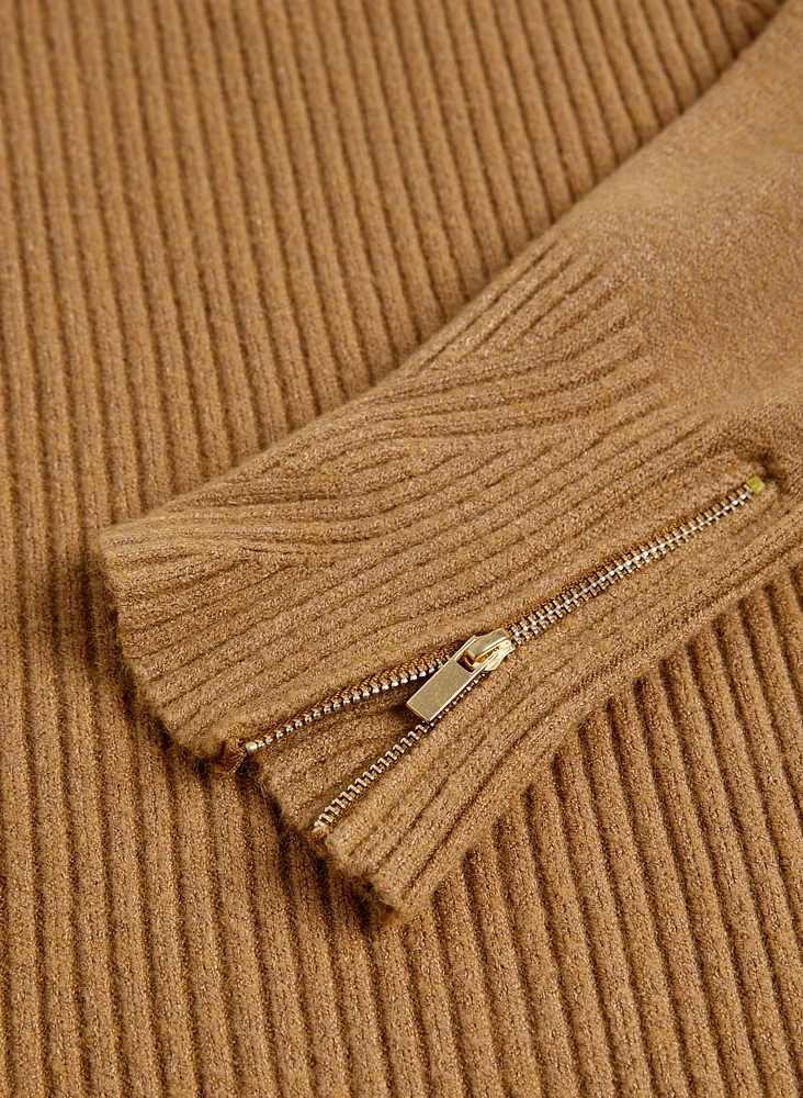 Cowl Neck Zipper Detail Tunic