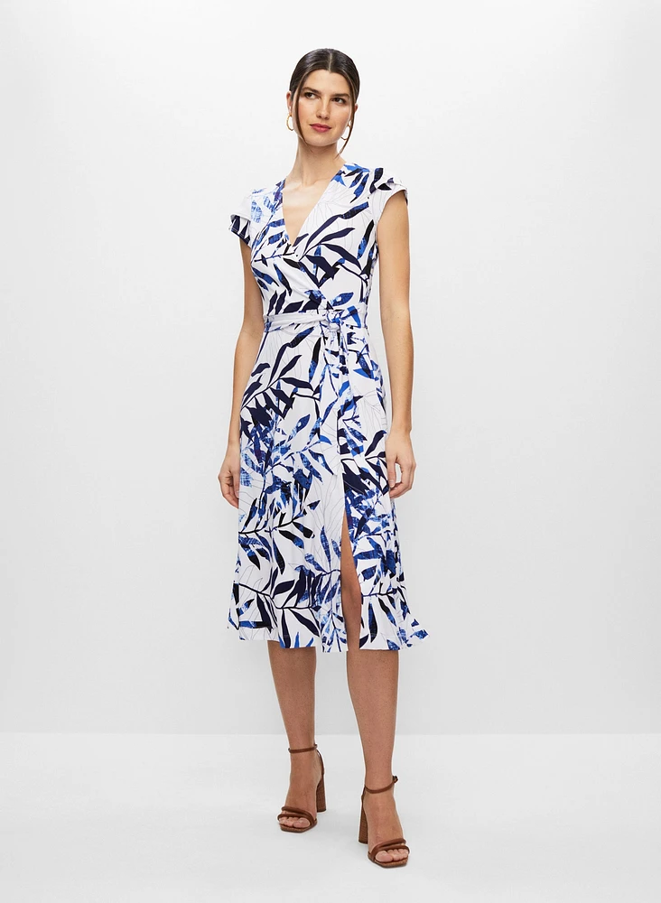 Geometric Print Wrap Dress