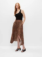 Leopard Print Smocked Waist Skirt